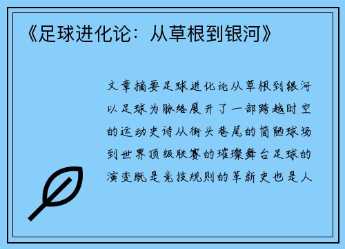 《足球进化论：从草根到银河》